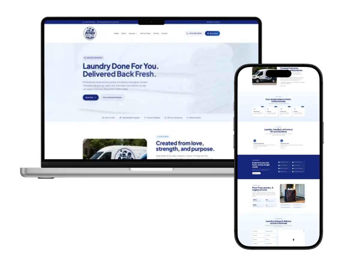 Anija Wash and Go laundry delivery website design Cincinnati