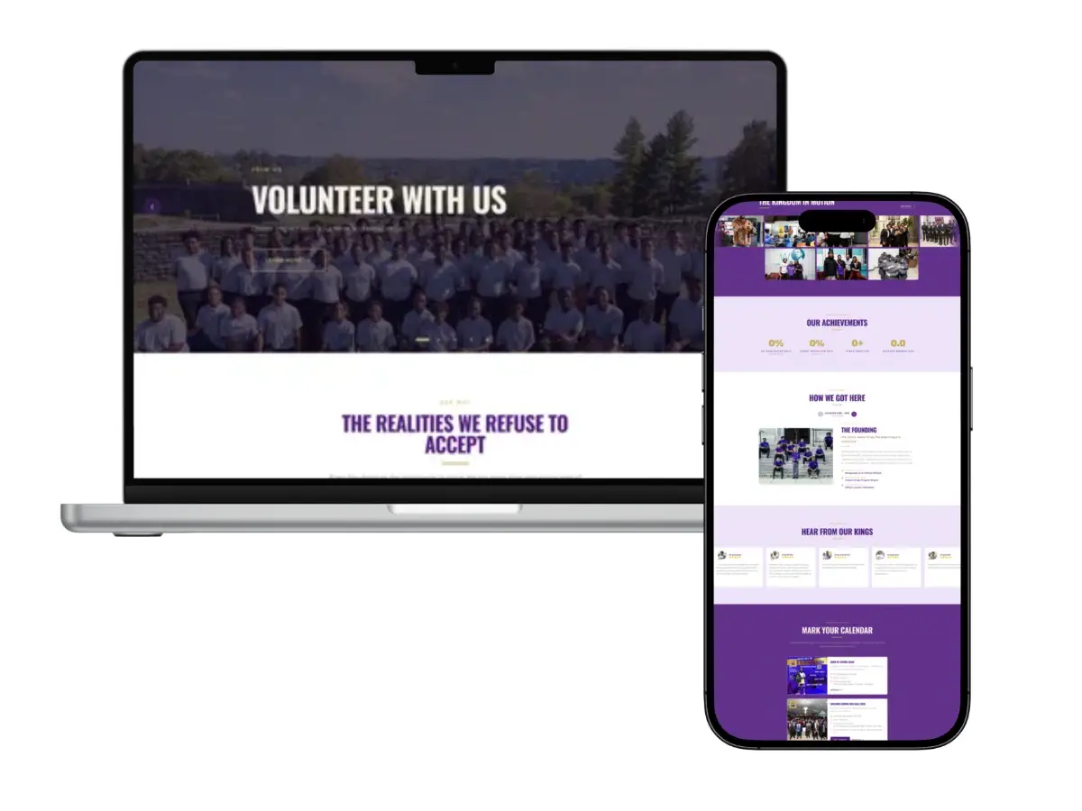 Forever Kings Inc nonprofit website design on laptop and mobile
