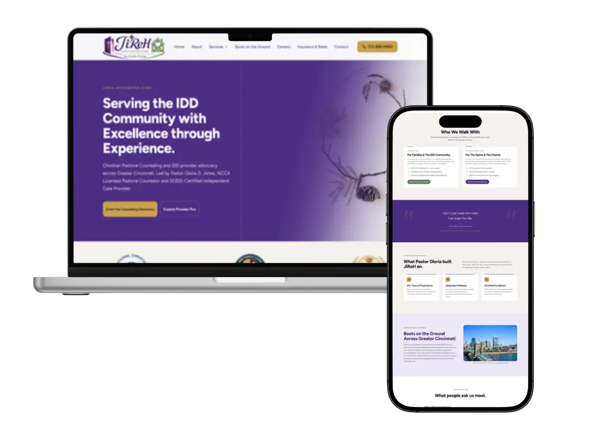 JiReH Integrated Care counseling website design Cincinnati
