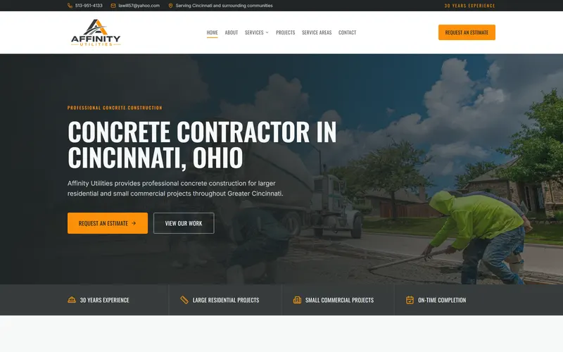 The Affinity Utilities website built by Cincinnati Web Designs