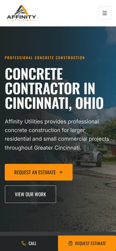 The Affinity Utilities website on a phone