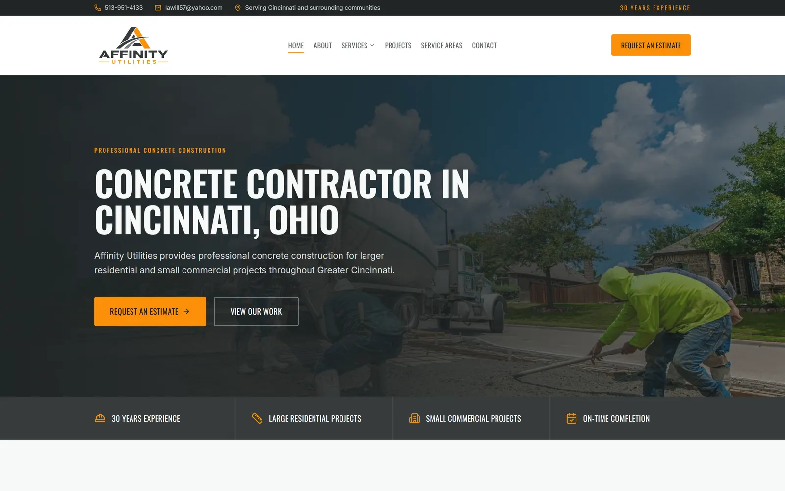 The Affinity Utilities website on a desktop screen
