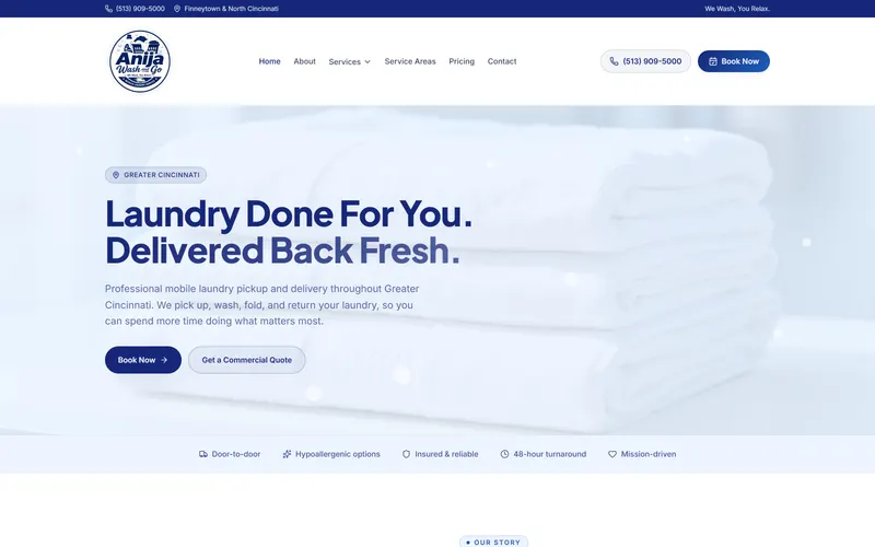 The Anija Wash and Go website built by Cincinnati Web Designs