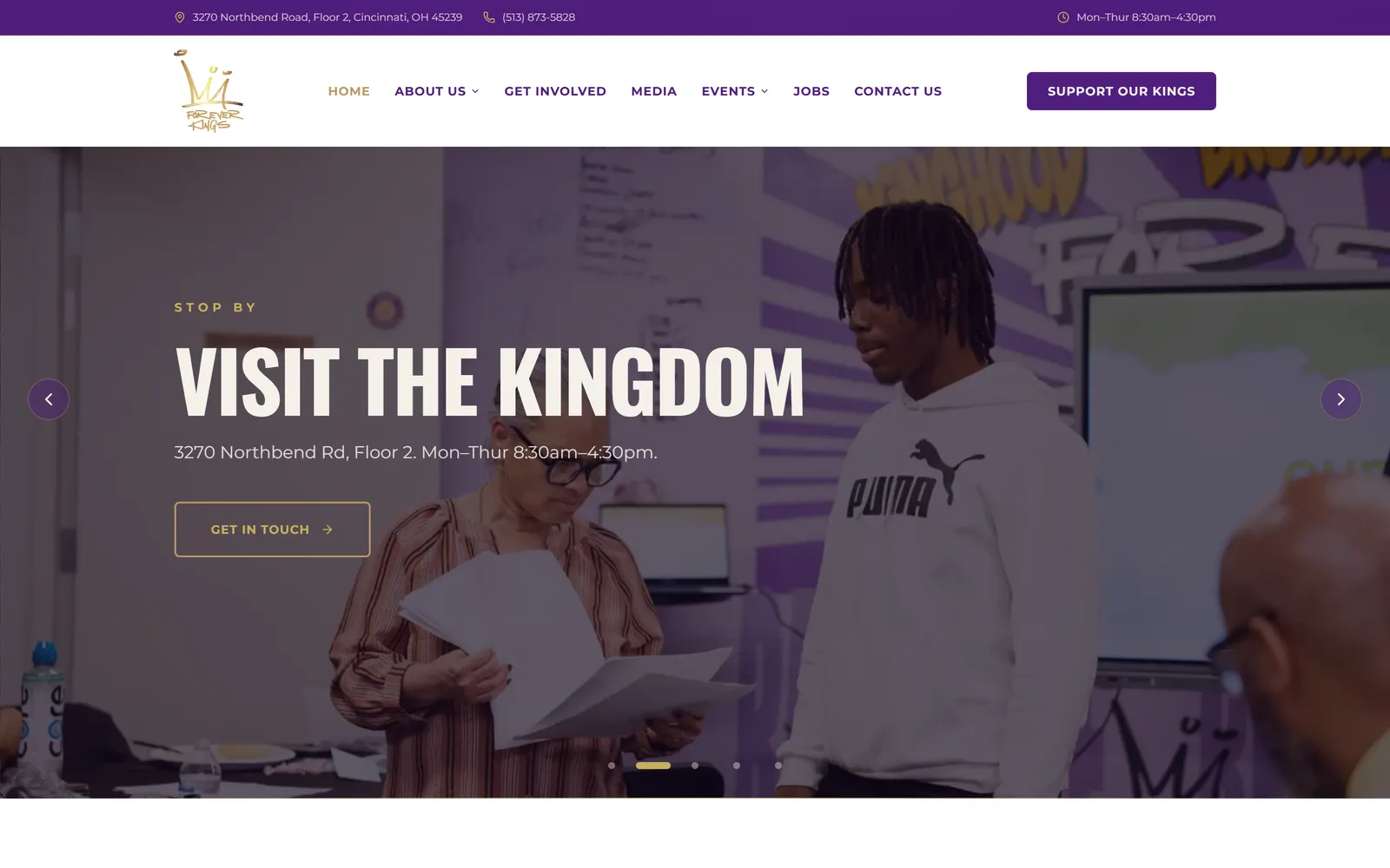 The Forever Kings Inc website on a desktop screen
