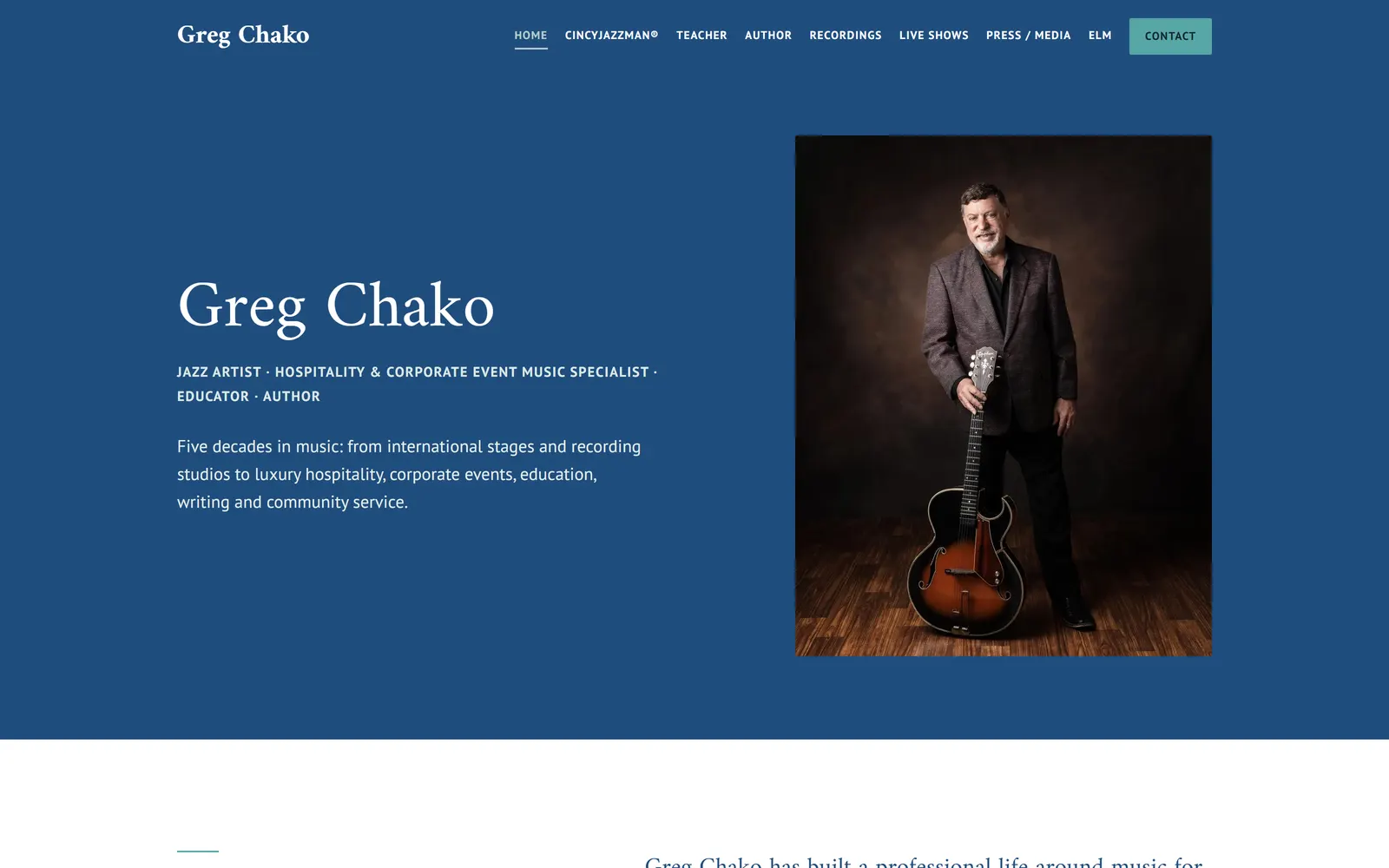 The Greg Chako website on a desktop screen