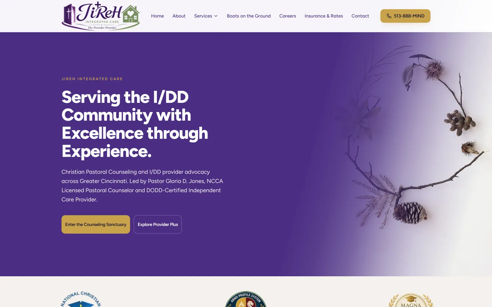 The JiReH Integrated Care website on a desktop screen