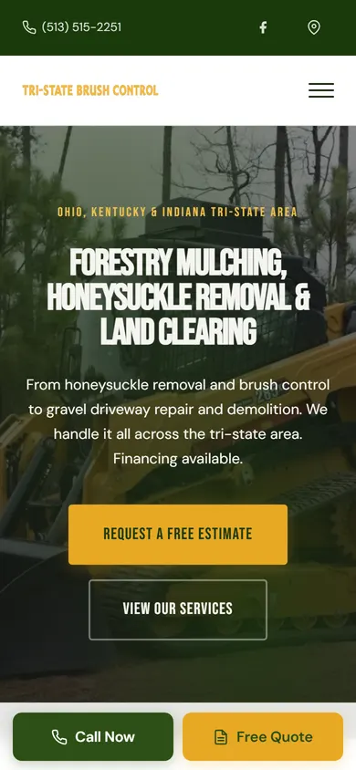 The Tri-State Brush and Gravel website on a phone