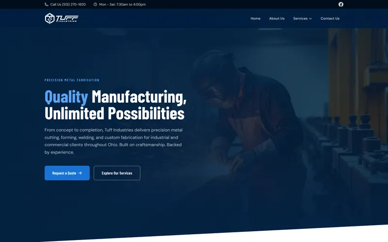 The Tuff Industries website built by Cincinnati Web Designs
