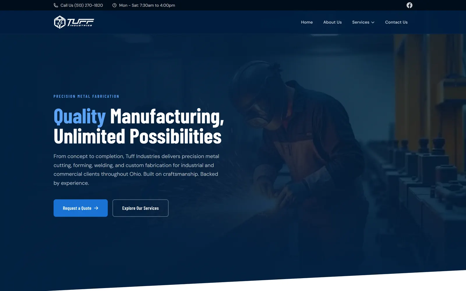 The Tuff Industries website on a desktop screen
