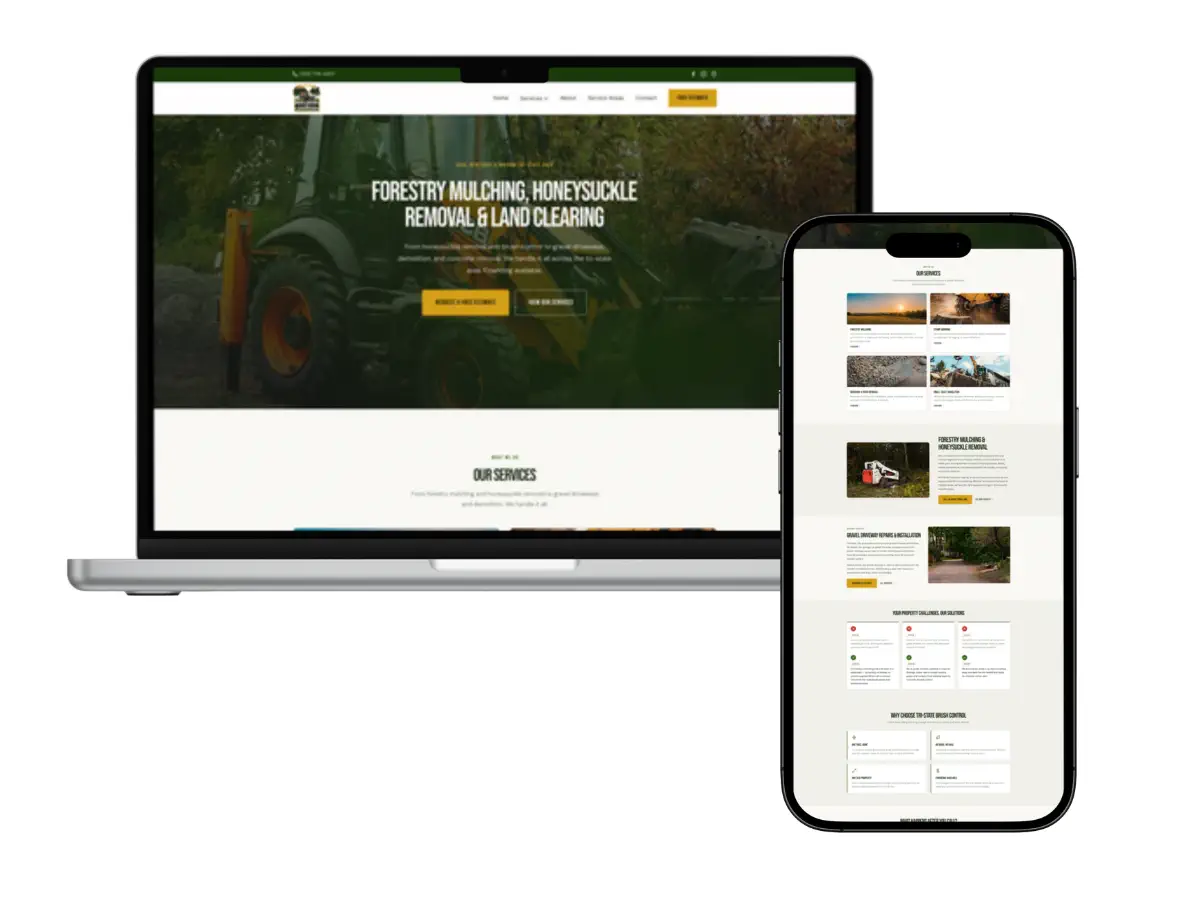 Tri-State Brush and Gravel land clearing website design Cincinnati