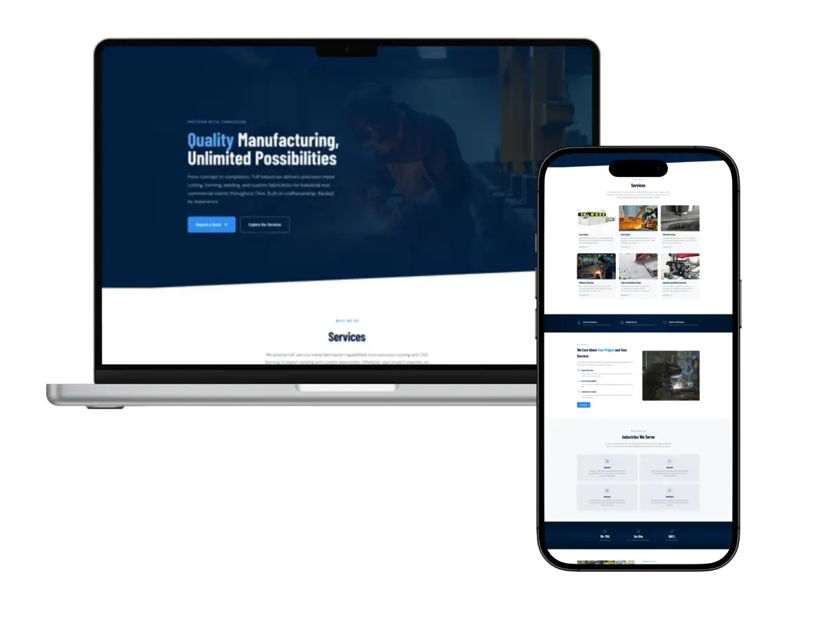 Tuff Industries metal fabrication website design Fairfield